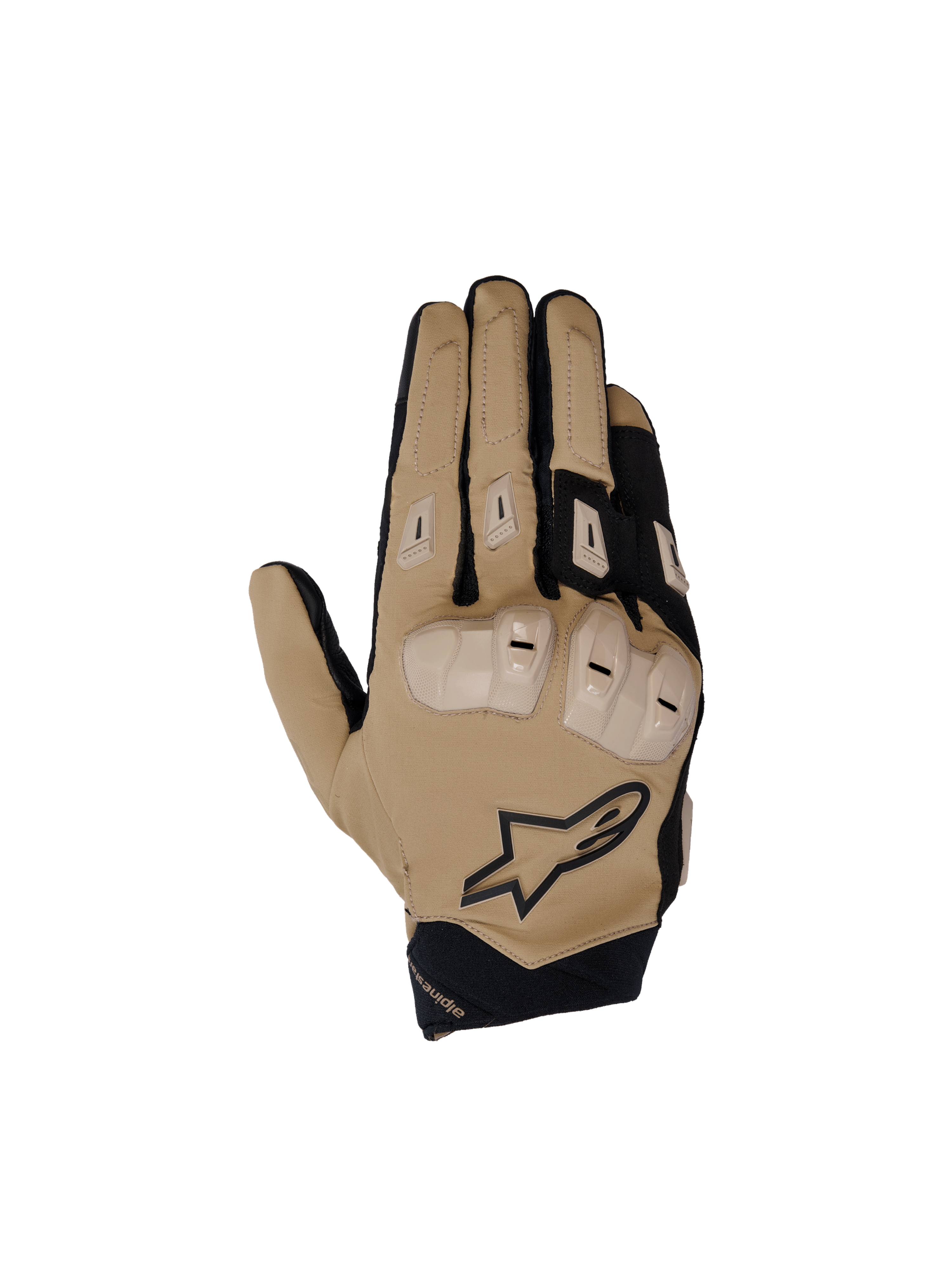 Alpinestars SP X 3 Motorcycle Racing Gloves for men, featuring TPU knuckle protection in Dark Khaki and Black.