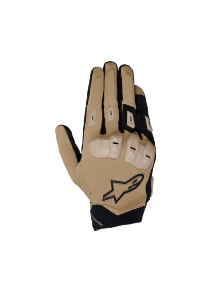Alpinestars SP X 3 Motorcycle Racing Gloves for men, featuring TPU knuckle protection in Dark Khaki and Black.