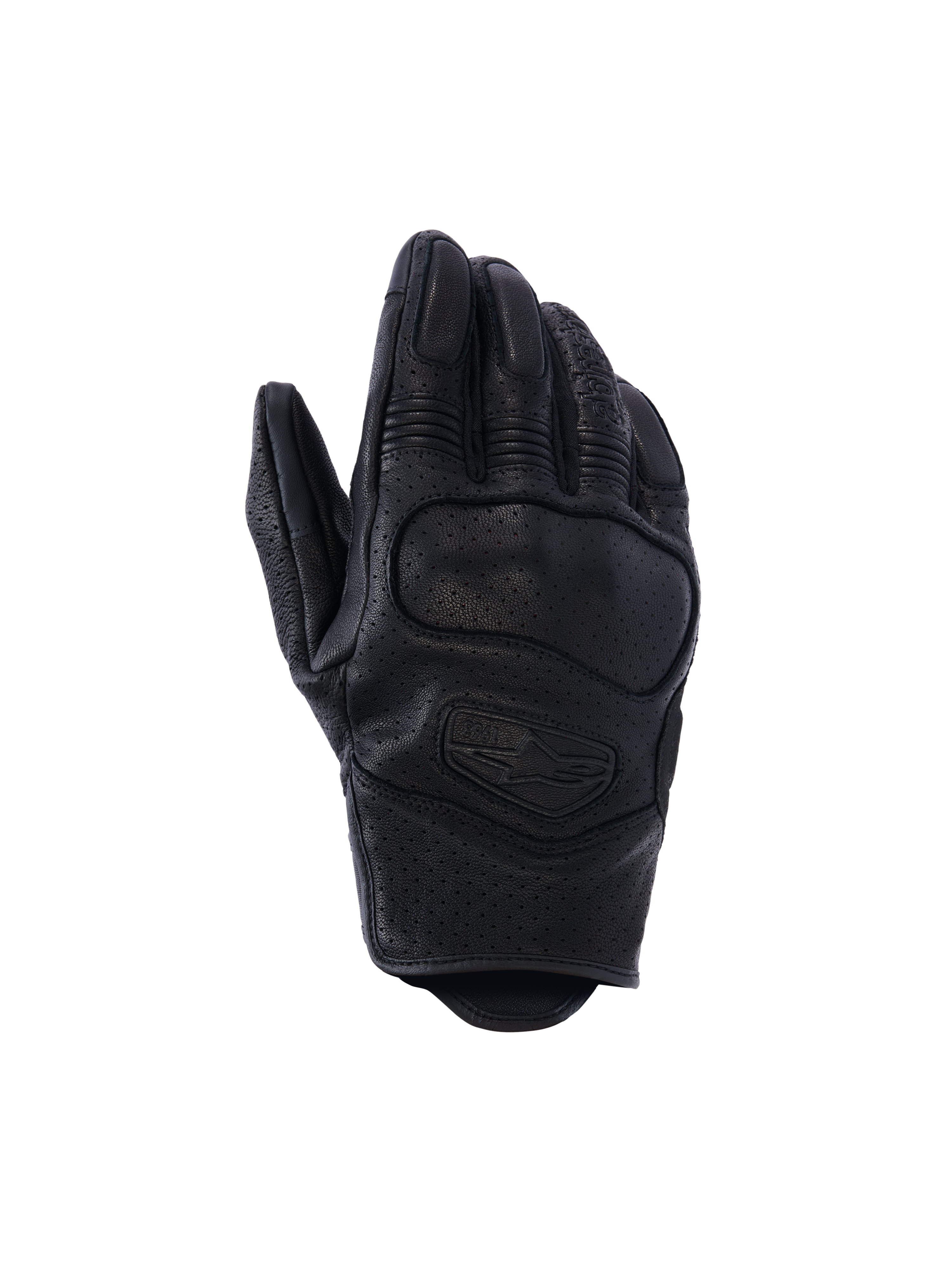 Alpinestars Mustang V3 Leather Gloves, Motorcycle Gloves, Black, perforated goat leather construction, integrated NUCLEON PLASMA knuckle protection, short cuff design for urban riding