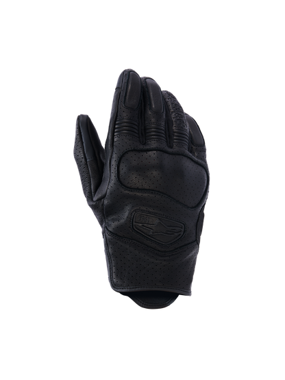 Alpinestars Mustang V3 Leather Gloves, Motorcycle Gloves, Black, perforated goat leather construction, integrated NUCLEON PLASMA knuckle protection, short cuff design for urban riding