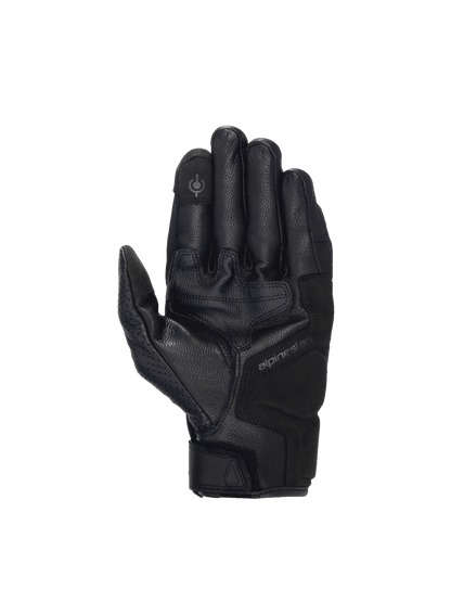 Alpinestars Celer V3 Gloves, black goat leather motorcycle road riding gloves with touchscreen index finger.