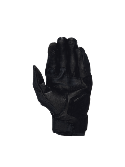 Alpinestars Celer V3 Gloves, black goat leather motorcycle road riding gloves featuring reinforced palm and touchscreen tip.
