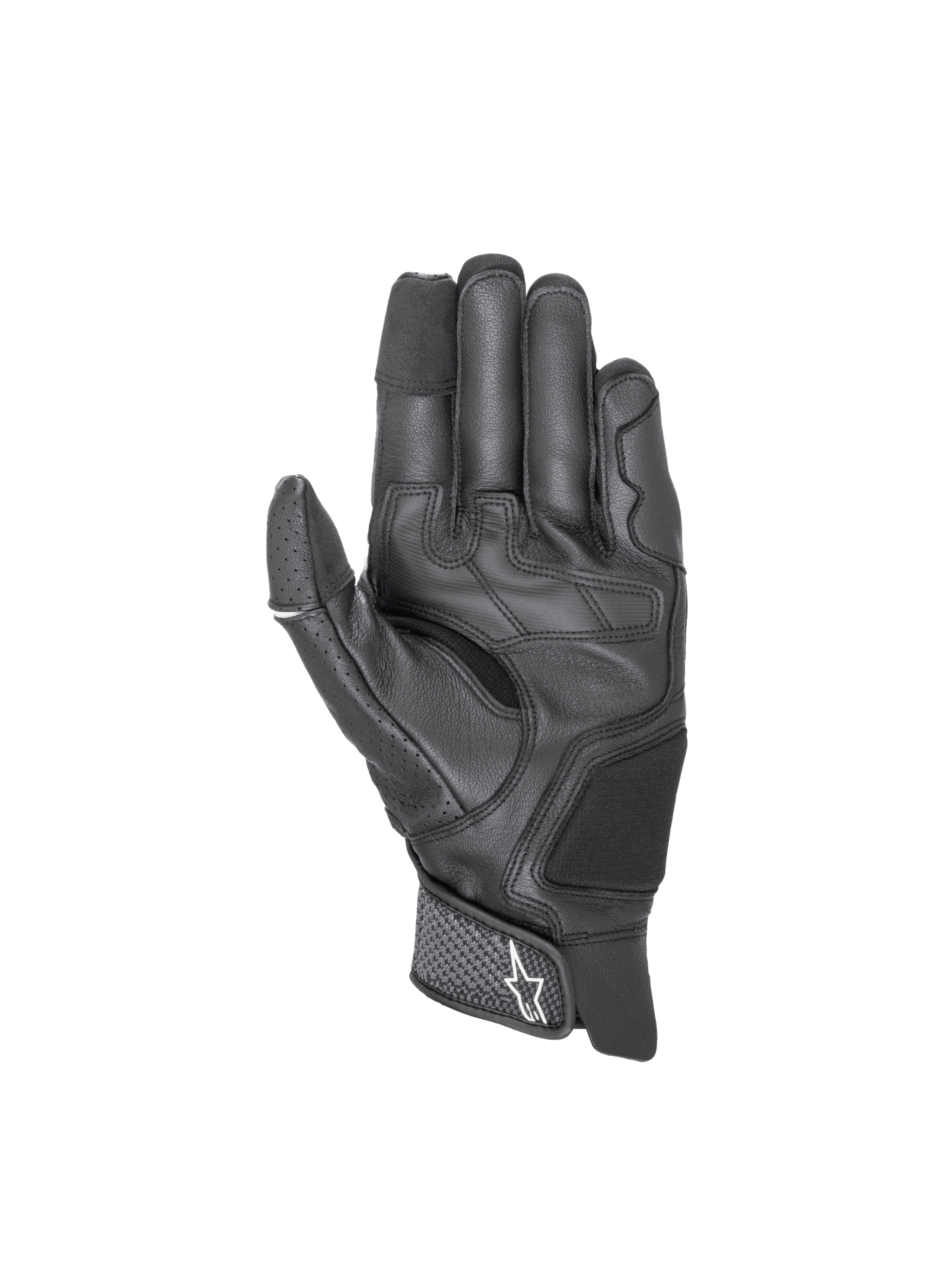 Alpinestars Morph Sport Gloves, black leather and textile motorcycle sport gloves with touchscreen fingertips.