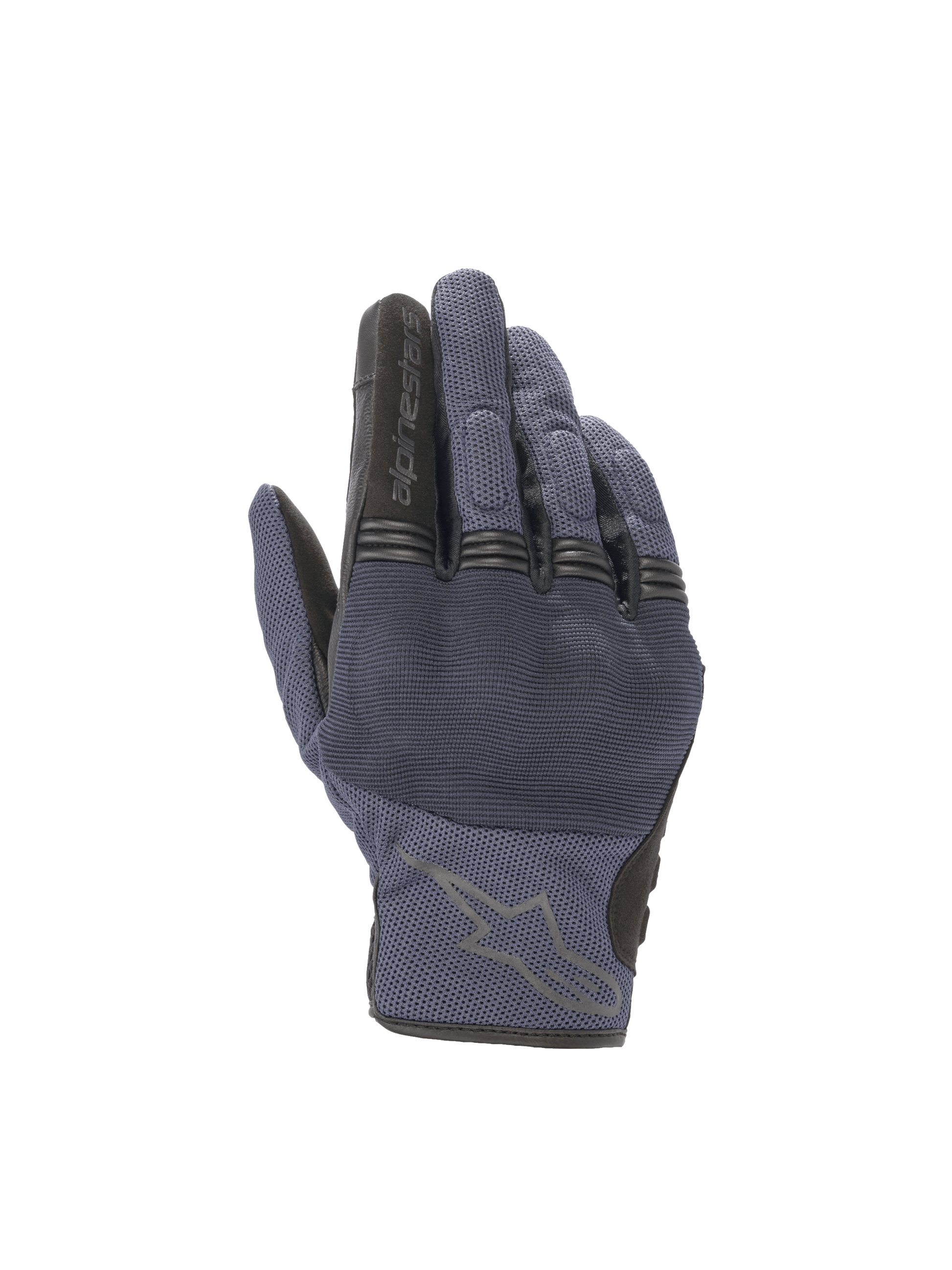Alpinestars Copper Gloves, urban motorcycle road gloves, Mood Indigo blue and black, with protective hard knuckles.