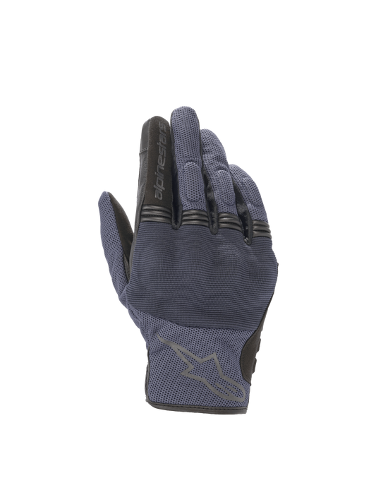 Alpinestars Copper Gloves, urban motorcycle road gloves, Mood Indigo blue and black, with protective hard knuckles.