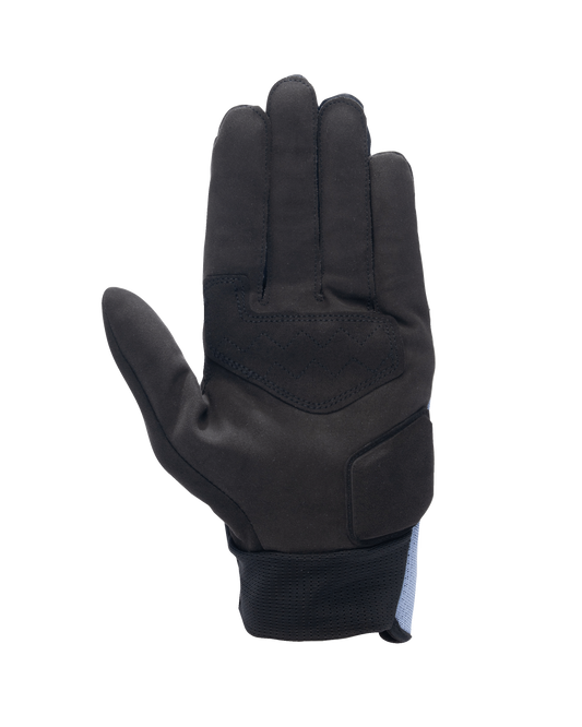 Alpinestars Stated Air Gloves, Palm View, Stonewash Blue Black, black synthetic suede palm with reinforcements, ribbed wrist closure, streamlined design for urban summer motorcycle riding