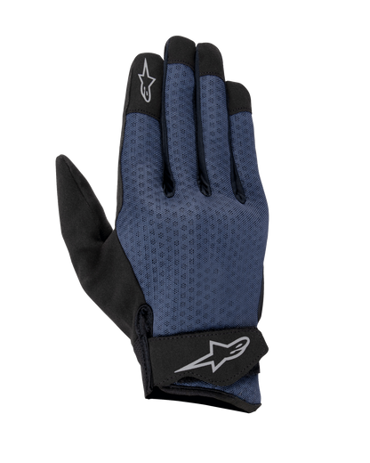 Alpinestars Stated Air urban motorcycle gloves, dark blue and black, with breathable airprene mesh construction.