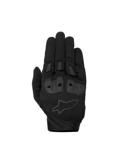 Alpinestars SP X 1 Gloves, black men's motorcycle racing gloves with TPR knuckle protection and CE certified textile.
