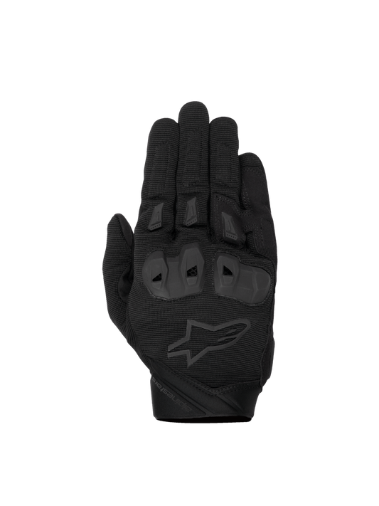 Alpinestars SP X 1 Gloves, black men's motorcycle racing gloves with TPR knuckle protection and CE certified textile.