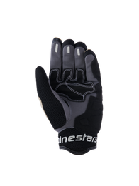 Alpinestars Mogress Airflow Gloves, Urban Motorcycle Gloves, Aluminum Black and Gray, palm view featuring synthetic reinforcements with white contrast stitching, silicone grip zones on fingers, and breathable 3D mesh cuff with white Alpinestars branding.