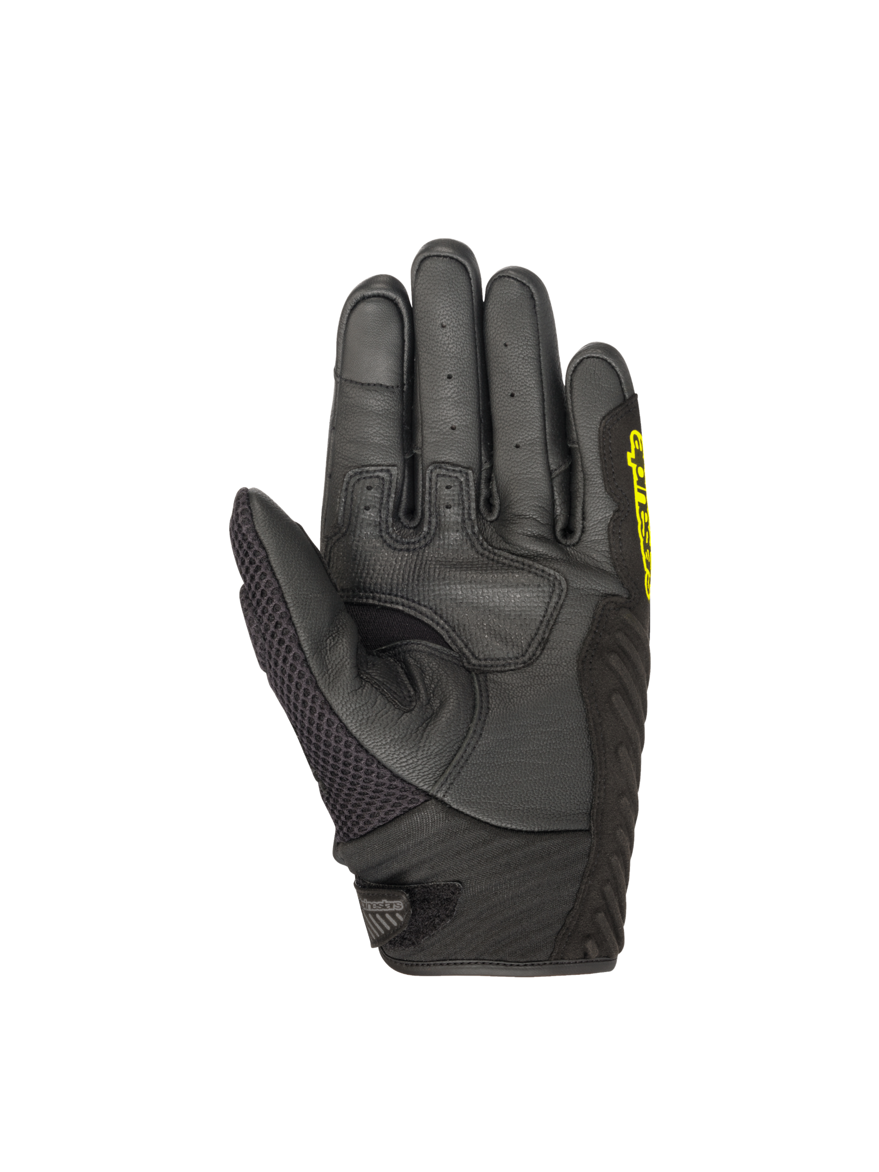 Alpinestars SMX-1 Air V2 Men's Gloves, black and yellow fluo motorcycle gloves with a reinforced leather palm.