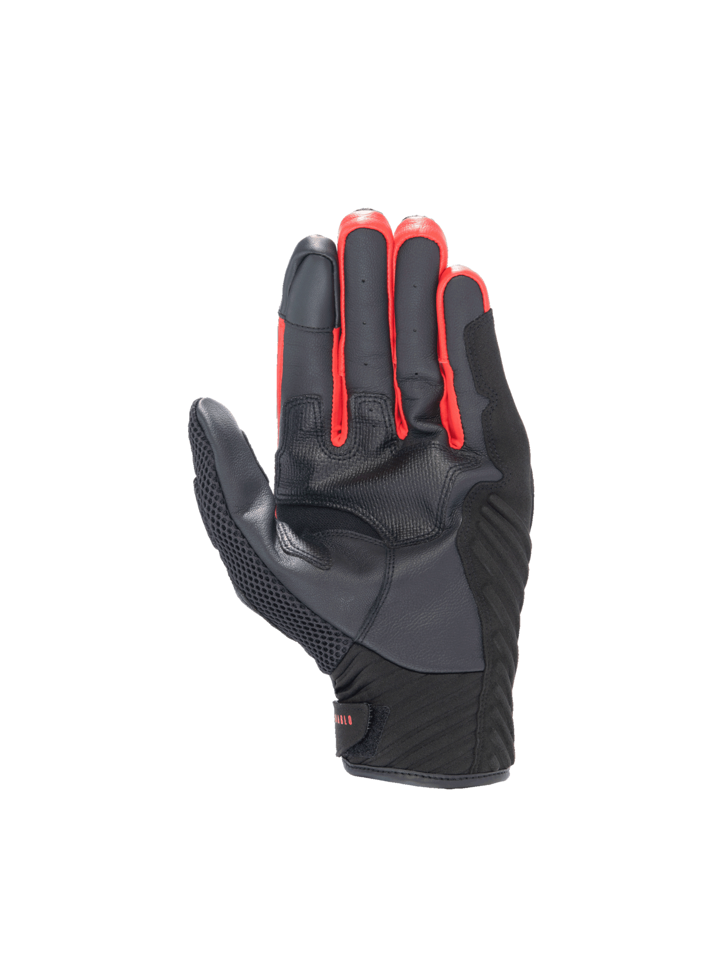 Alpinestars FQ20 SMX-1 Air V2 Monster Gloves, black and red leather motorcycle road gloves showing the palm grip.