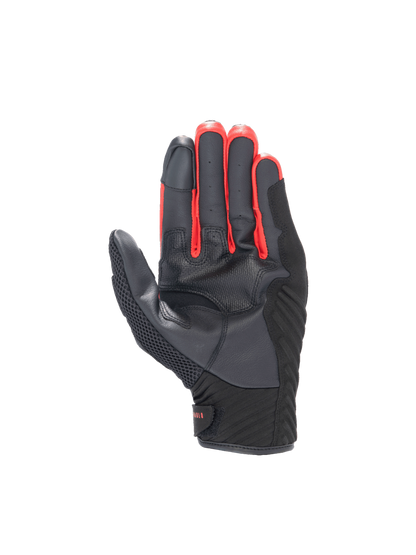 Alpinestars FQ20 SMX-1 Air V2 Monster Gloves, black and red leather motorcycle road gloves showing the palm grip.