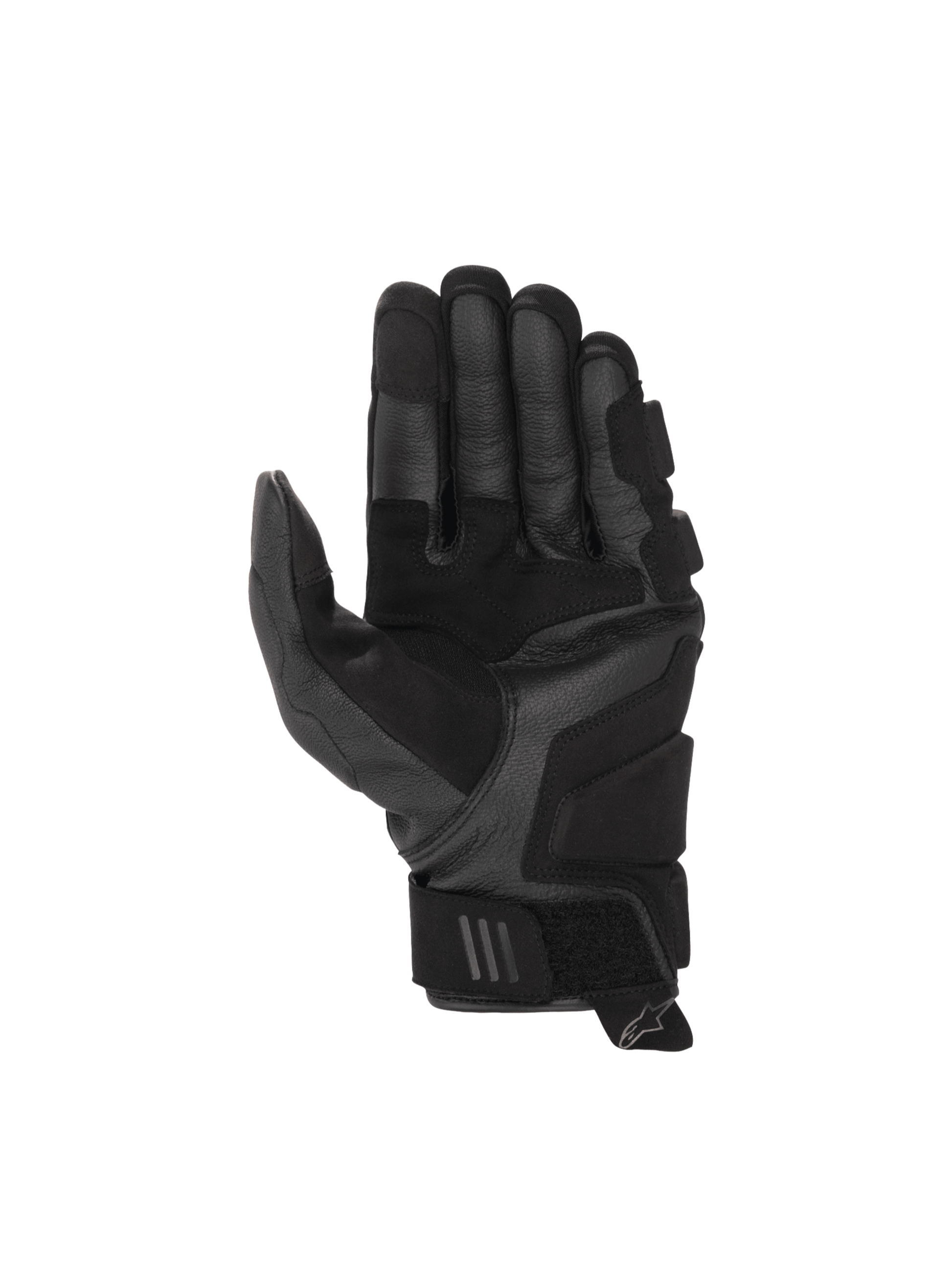 Alpinestars Phenom Leather Air Gloves, black goat leather motorcycle sport gloves, palm view with reinforced landing zones.