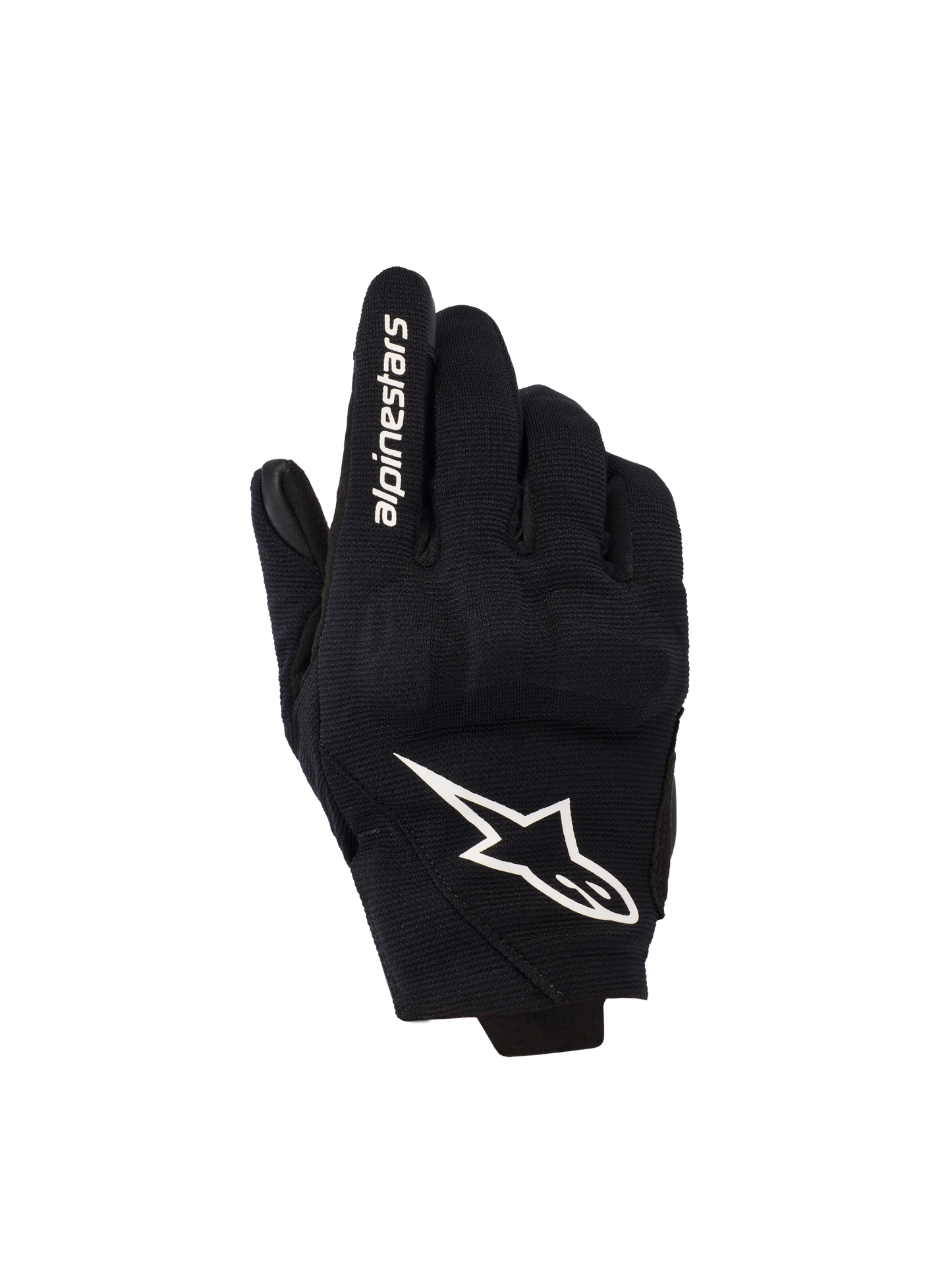 Alpinestars Reef Women's V2 Gloves, Black and White, Short Cuff Motorcycle Gloves, Textile Backhand with 3D TPU Knuckle Protection, White Star Logo and Branding on Index Finger