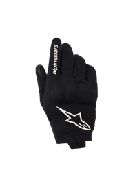 Alpinestars Reef Women's V2 Gloves, Black and White, Short Cuff Motorcycle Gloves, Textile Backhand with 3D TPU Knuckle Protection, White Star Logo and Branding on Index Finger