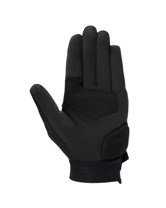 Alpinestars Stated Women's Gloves, Black, palm view featuring synthetic suede construction, reinforced palm and thumb for abrasion resistance, sleek urban motorcycle design