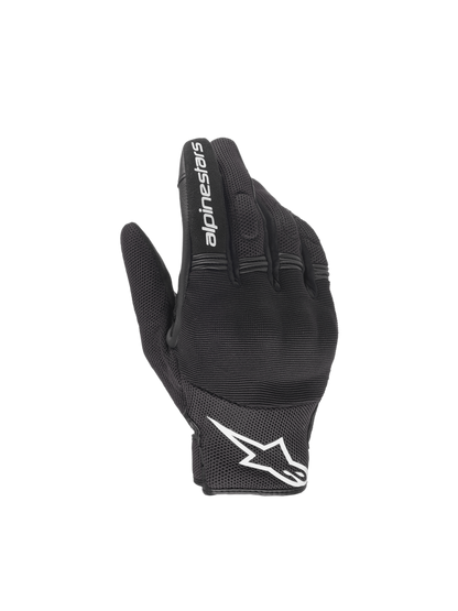 Alpinestars Copper Gloves, black and white urban motorcycle gloves featuring lightweight textile mesh.