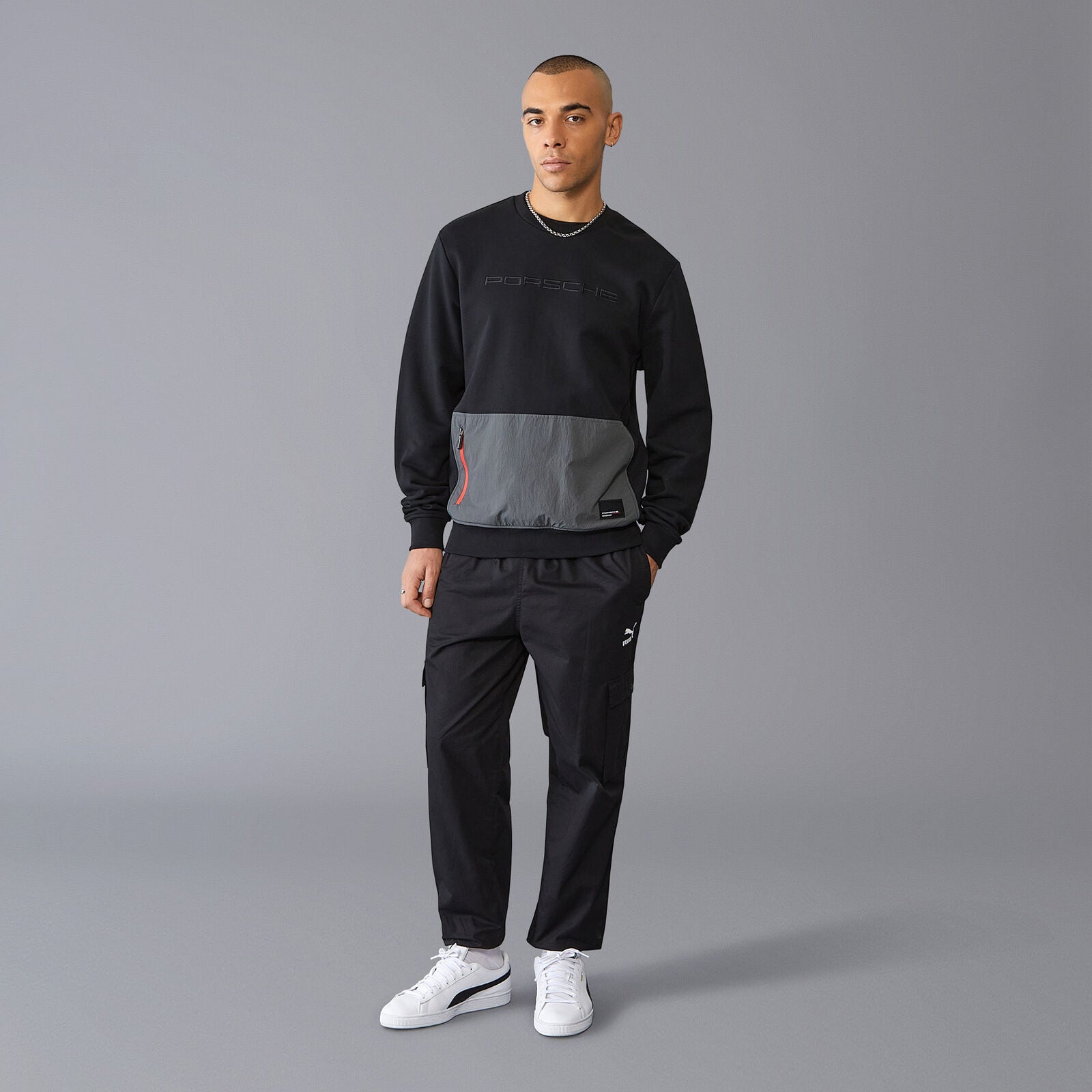 PORSCHE FW UTILITY CREW SWEAT - black