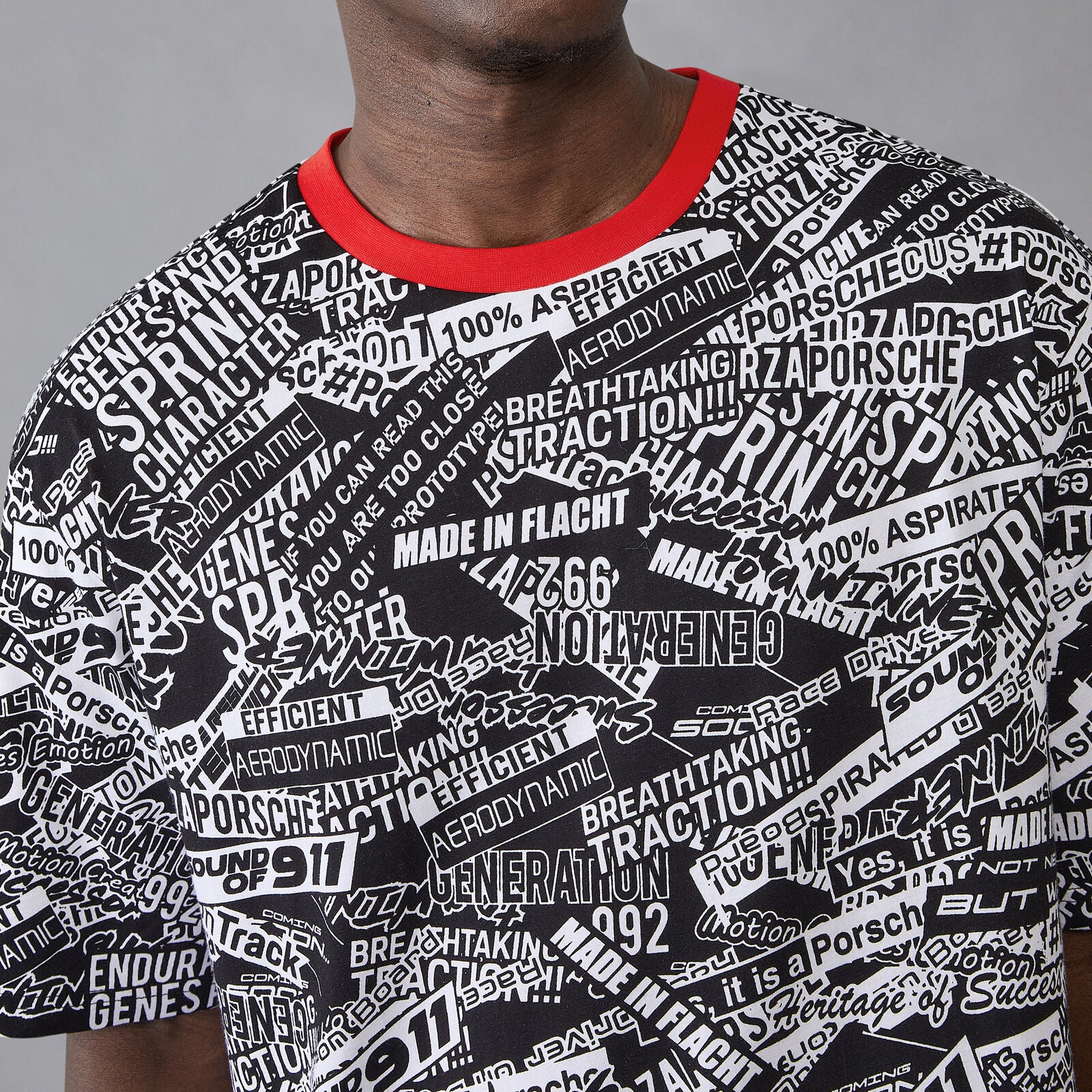 PORSCHE FW AOP OVERSIZED TEE - black
