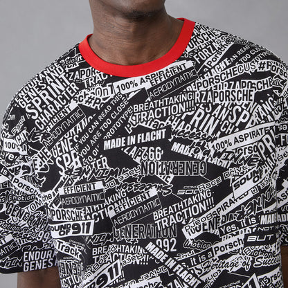 PORSCHE FW AOP OVERSIZED TEE - black