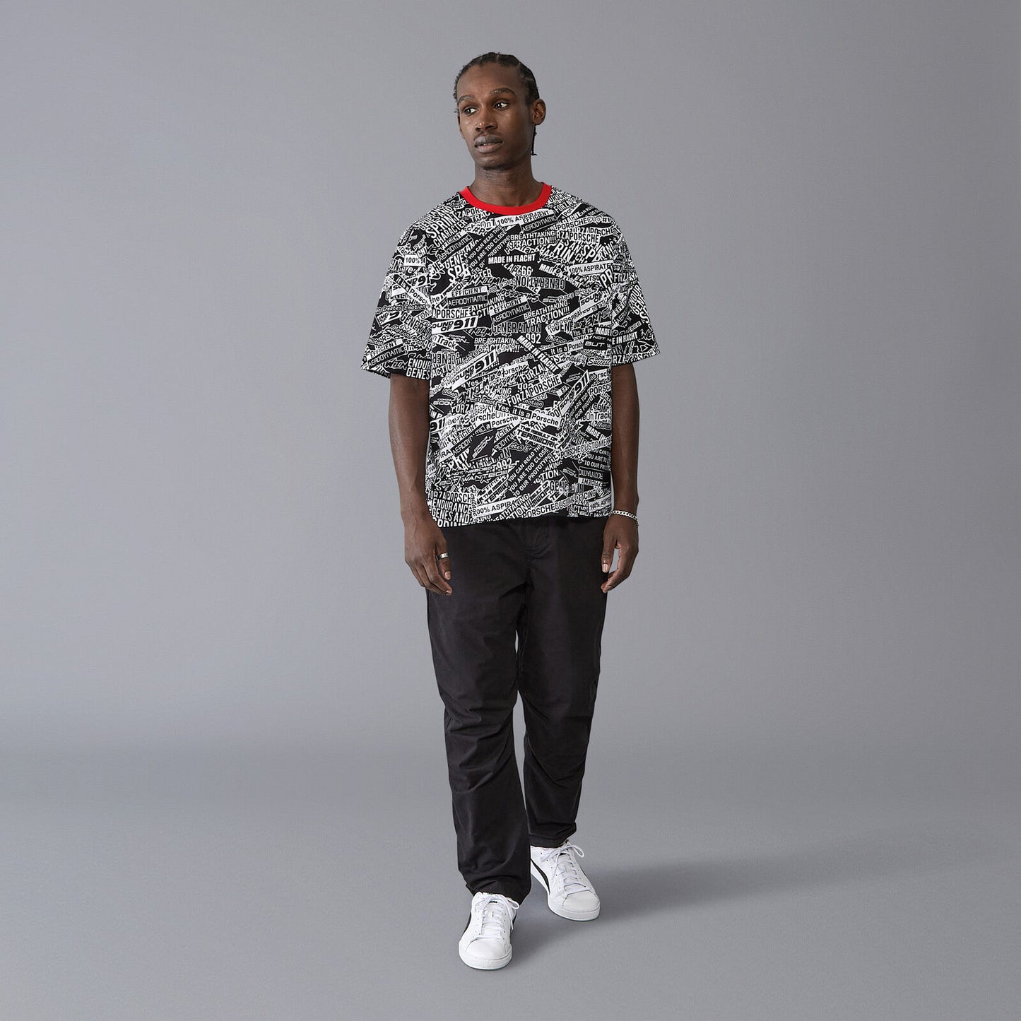 PORSCHE FW AOP OVERSIZED TEE - black