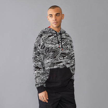 PORSCHE FW QUOTED AOP OVERSIZED HOODY - black