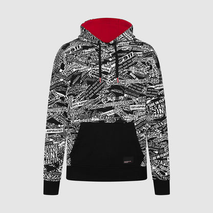PORSCHE FW QUOTED AOP OVERSIZED HOODY - black