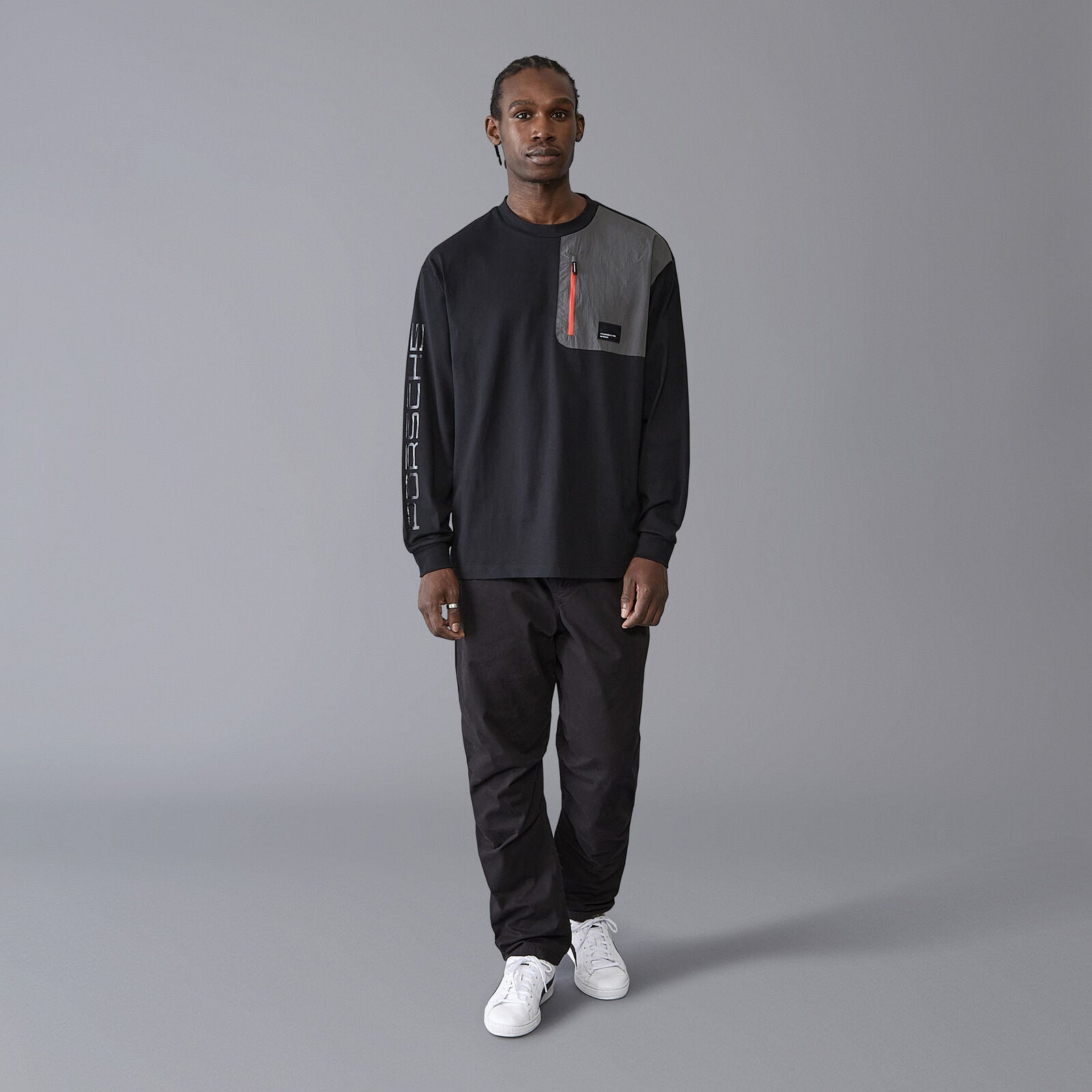 PORSCHE FW MENS UTILITY LS TEE - black