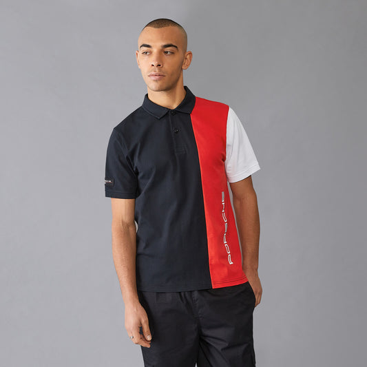 PORSCHE FW MENS STRIPE POLO - black