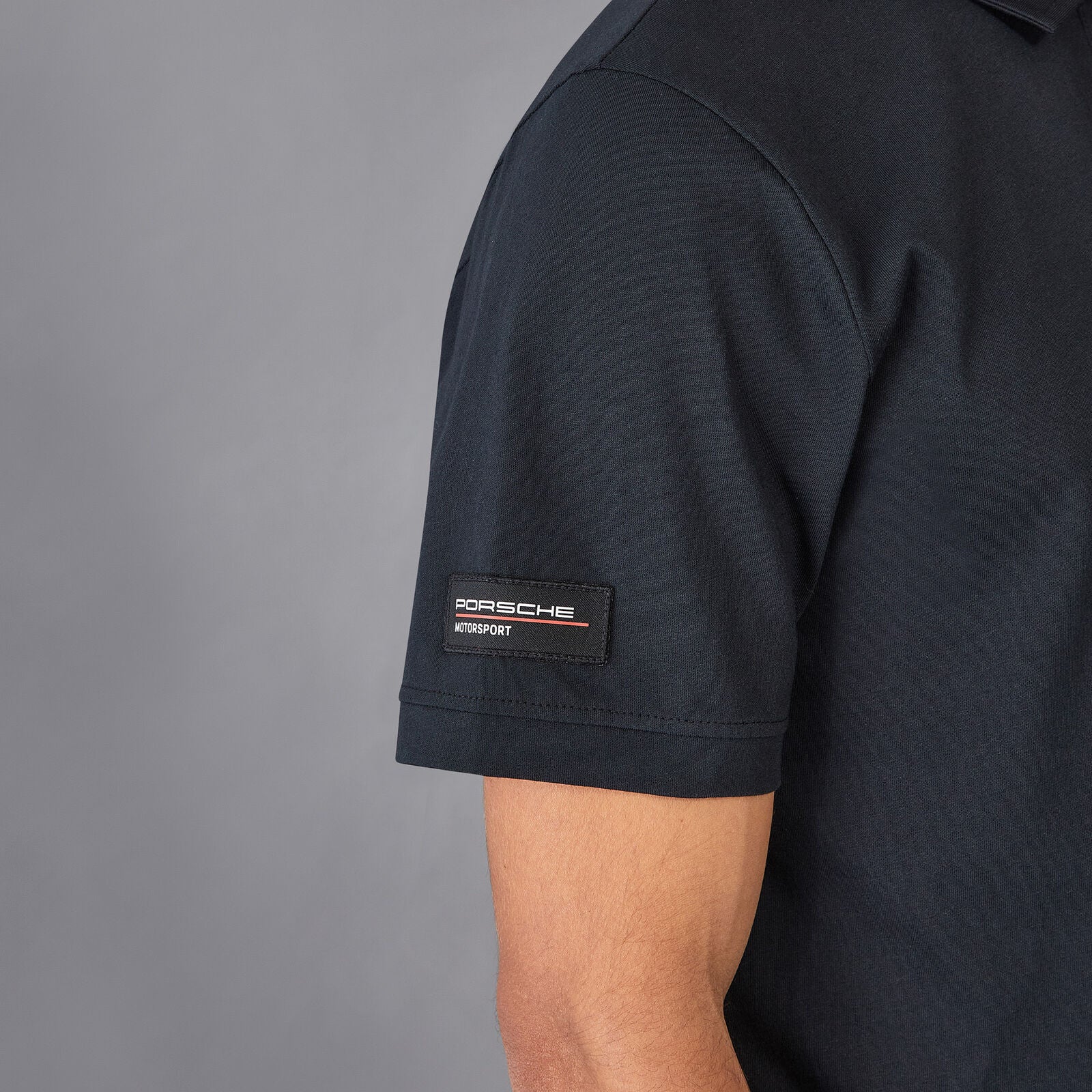 PORSCHE FW MENS STRIPE POLO - black