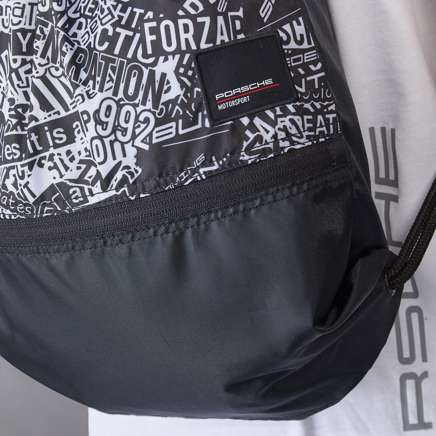 PORSCHE FW QUOTED AOP PULL BAG - black