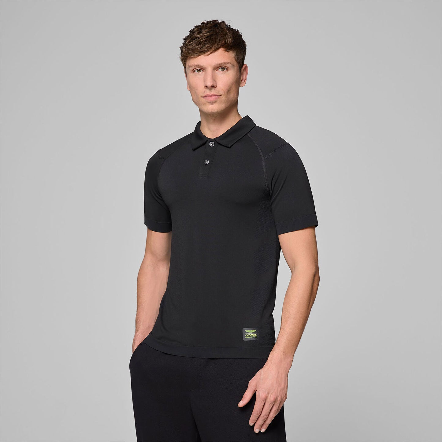 AMF1 FW MENS SEAMLESS POLO - black