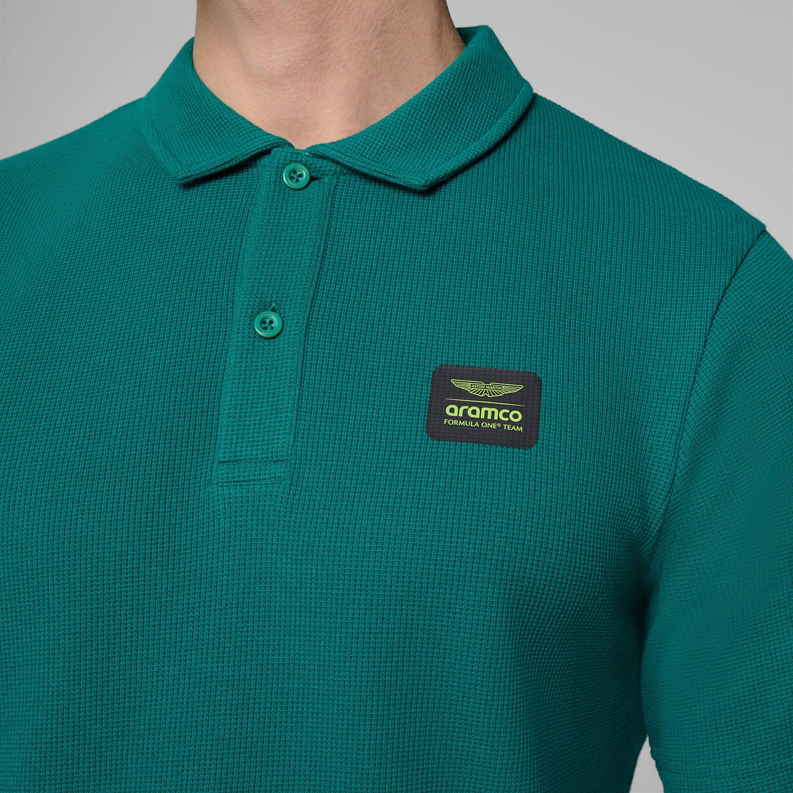 AMF1 FW MENS TECH WAFFLE POLO - green