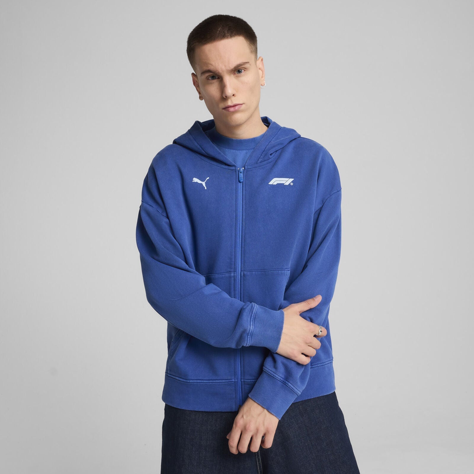 F1 LS GRAPHIC FULL ZIP HOODIE - blue