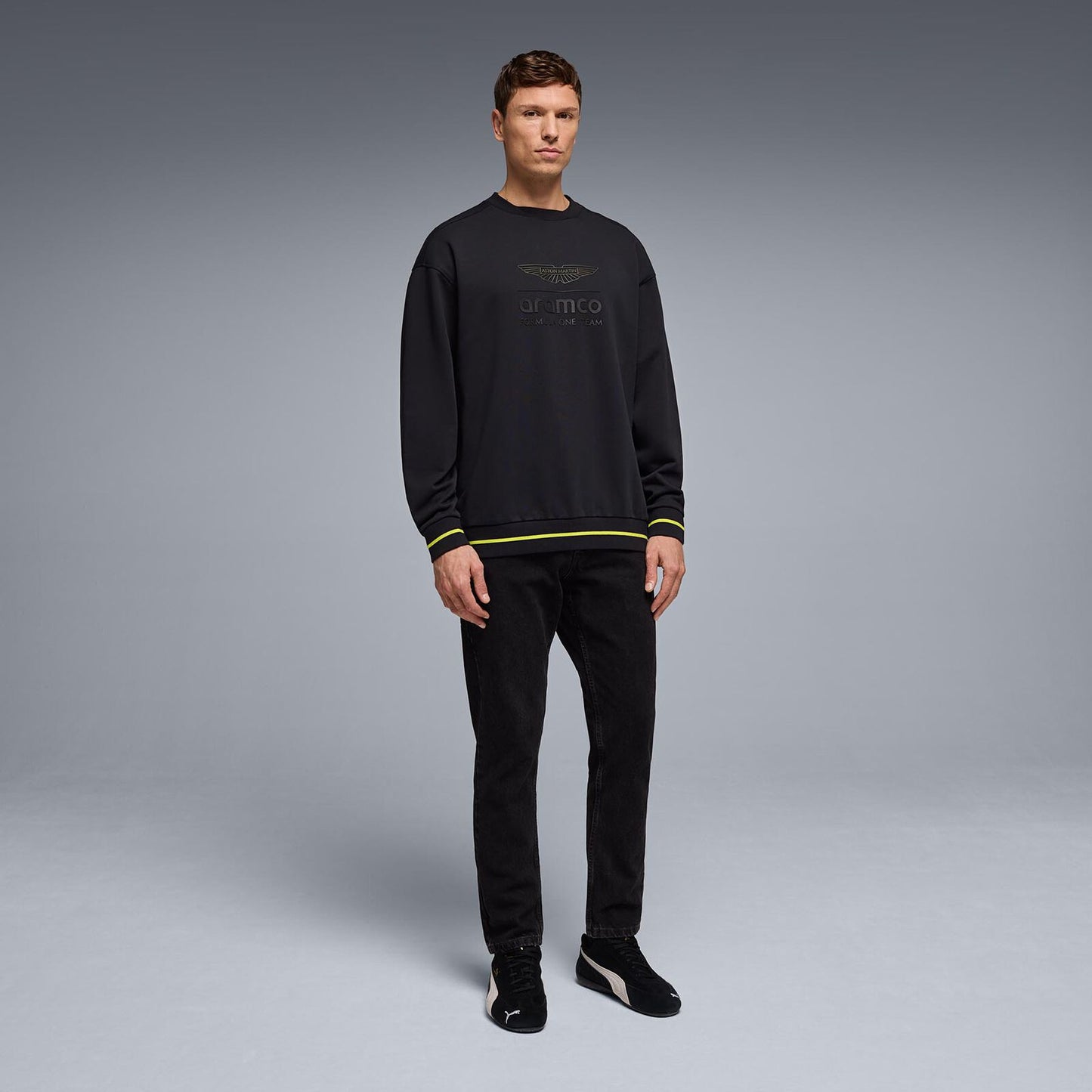 AMF1 FW LOGO STEALTH CREW SWEAT - True Black