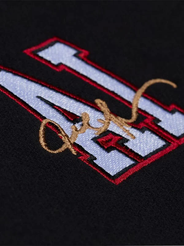 Allen Iverson 76ers x Mitchell & Ness Playmaker Hoodie Hoodie unisex detail view 4 | Dash Racegear — Philadelphia 76ers Allen Iverson black playmaker hoodie, great for cozy everyday outfits.