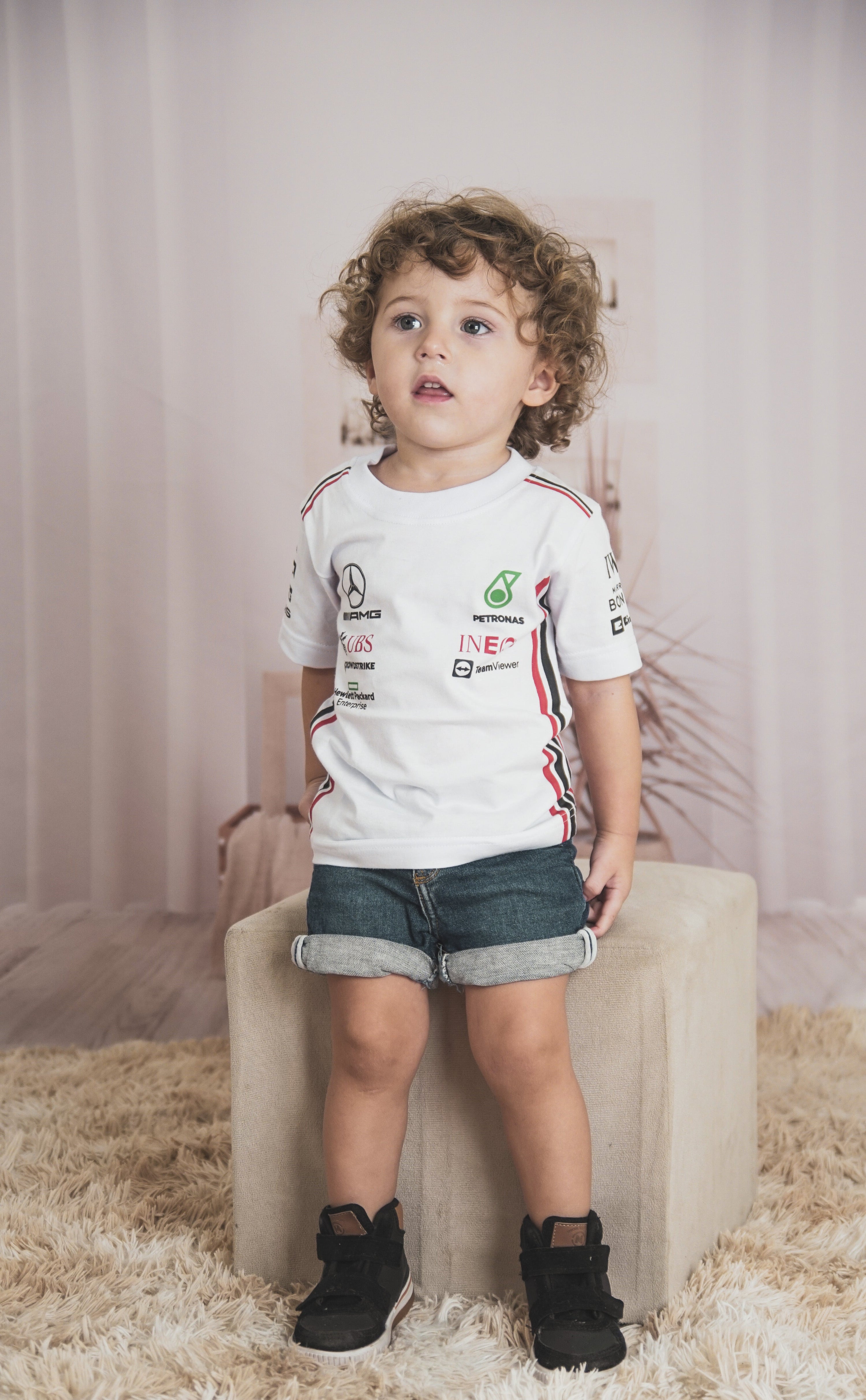 F1 Mercedes Racing Shirt Hamilton jersey 100% cotton - White Edition - baby & toddler shirt image 5