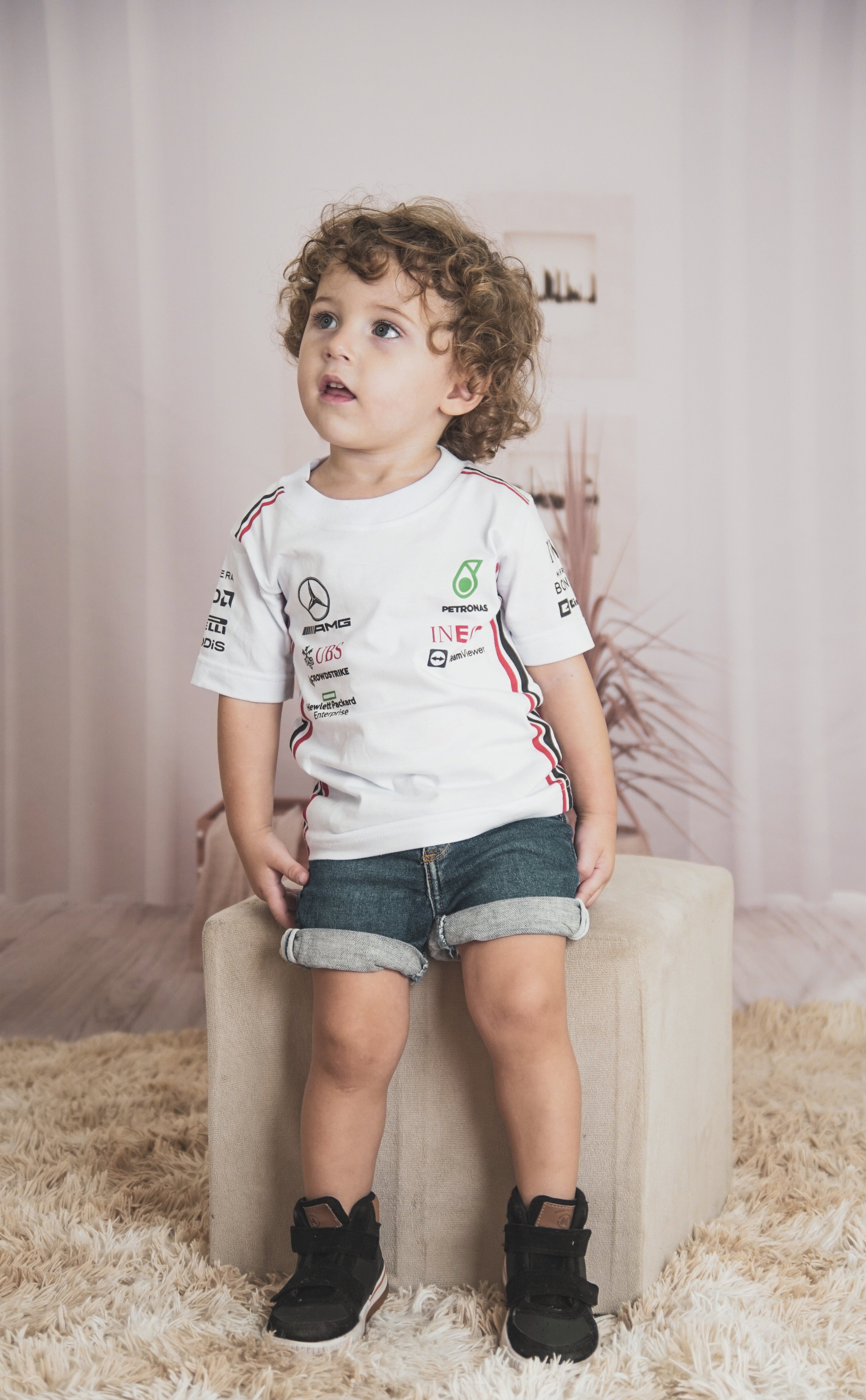 F1 Mercedes Racing Shirt Hamilton jersey 100% cotton - White Edition - baby & toddler shirt image 6