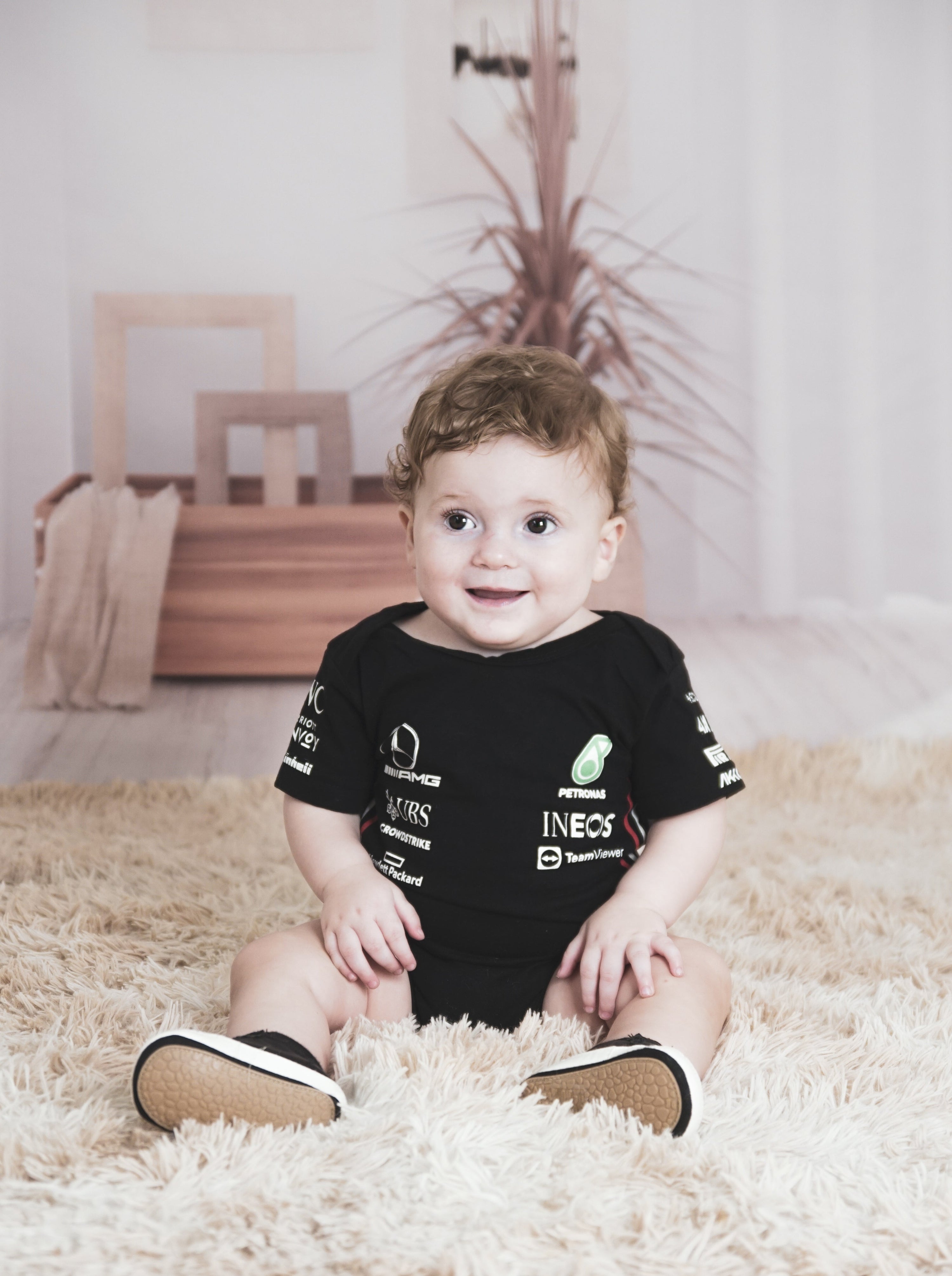 baby bodysuits F1 Mercedes Racing romper Hamilton | Black Edition - baby romper image 3