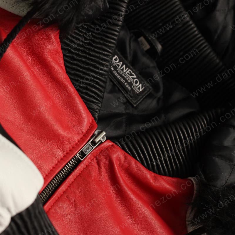 8 Ball Logo Fur Hooded Leather Jacket Leather Jacket unisex detail view 3 | Dash Racegear — Logo Fur Hooded 8 Ball Leather Jacket