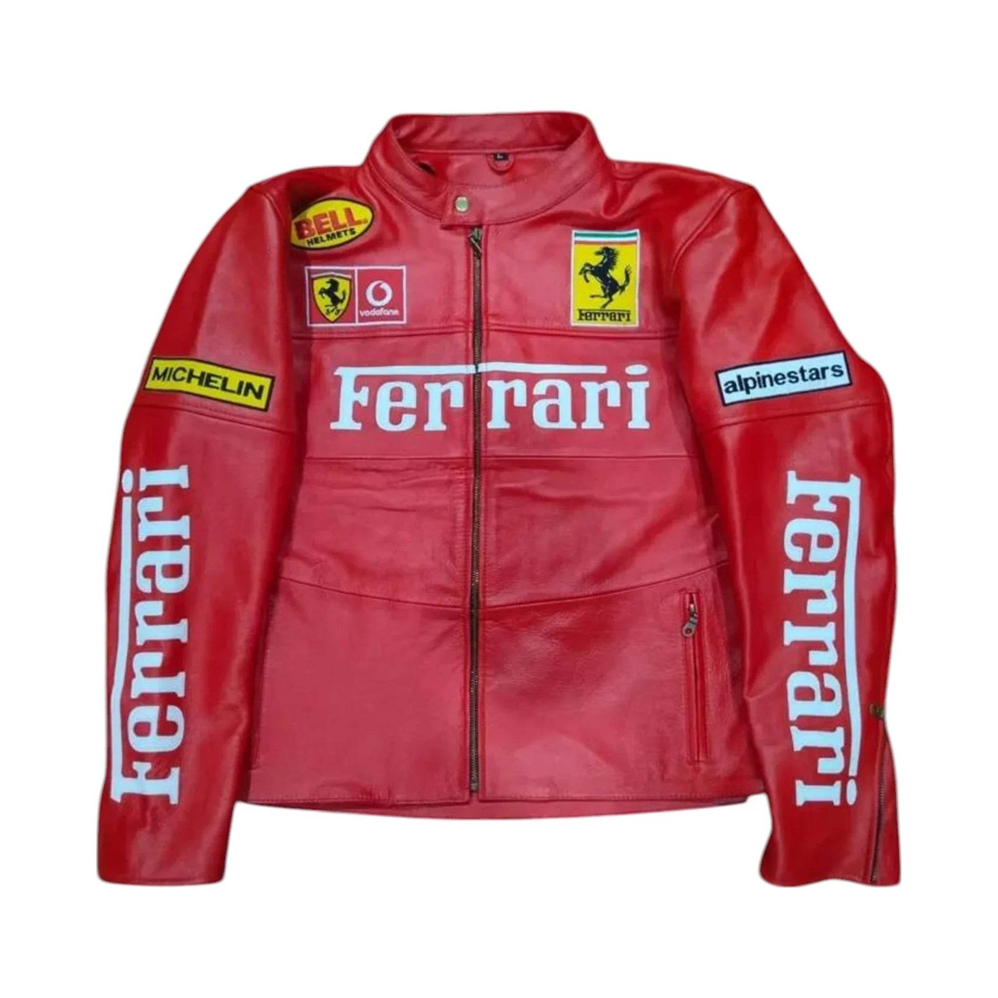 90s Ferrari F1 Real Leather Men Jacket - Dash Racegear Store