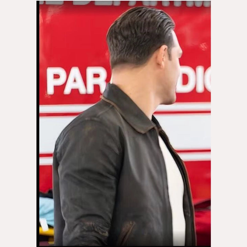 9-1-1 S08 Eddie Diaz Leather Jacket Leather Jacket unisex detail view 4 | Dash Racegear — Eddie Diaz’s Signature Leather Jacket Look from 9-1-1