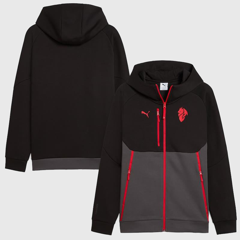AC Milan PumaTECH Full Zip Hoodie Hoodie unisex front product view | Dash Racegear — Full-Zip PumaTECH Hoodie – Elevate Your AC Milan Look