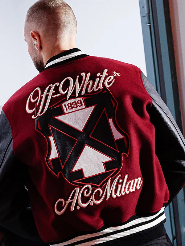 AC Milan x Off-White 2025 Varsity Jacket Varsity Jacket unisex detail view 3 | Dash Racegear — Off-White x AC Milan Varsity Jacket crafted for modern luxury fans