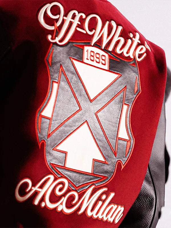 AC Milan x Off-White 2025 Varsity Jacket Varsity Jacket unisex detail view 6 | Dash Racegear — Limited edition Off-White x AC Milan Varsity Jacket from 2025 collection