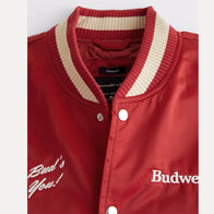 Abercrombie Budweiser Varsity Bomber Jacket Bomber Jacket unisex detail view 5 | Dash Racegear — Abercrombie & Fitch Satin Red Jacket
