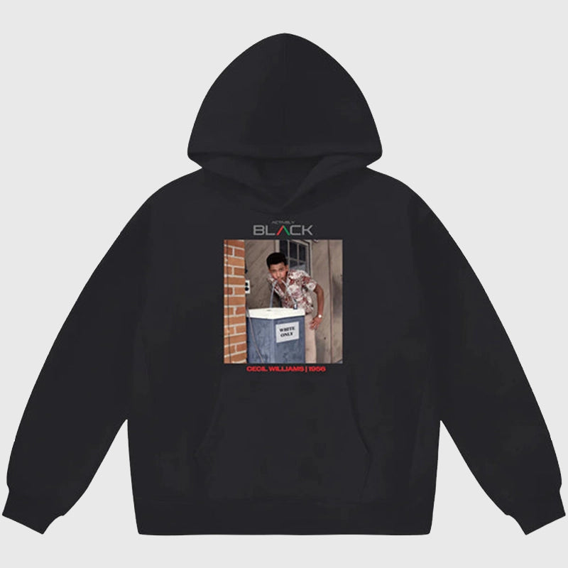Actively Black x Cecil Williams Hoodie Hoodie unisex front product view | Dash Racegear — Cecil Williams Actively Black Fashion Hoodie