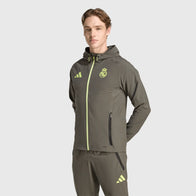 Adidas Real Madrid 2025 Vis Tech Travel Jacket Jacket unisex front product view | Dash Racegear — Real Madrid 2025 Jacket – Adidas Performance Travelwear