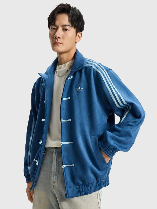 Adidas Chinese New Year Jacket 2026 Jacket unisex detail view 4 | Dash Racegear — Adidas Chinese New Year Royal Blue Jacket 2026 with festive embroidery, perfect for fans rocking casual or celebratory looks.